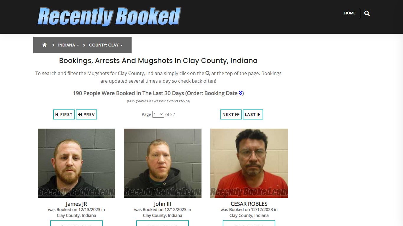 Recent bookings, Arrests, Mugshots in Clay County, Indiana