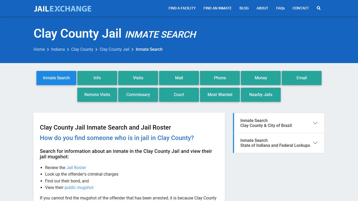 Inmate Search: Roster & Mugshots - Clay County Jail, IN